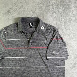 FootJoy Golf Polo Shirt Striped Performance Athletic Bentwinds Club Gray Medium